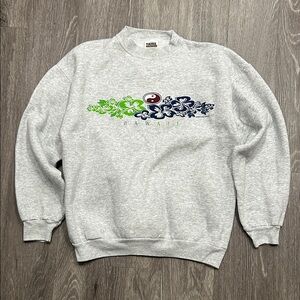Tultex Gray Crewneck Sweatshirt with Green & Navy Hawaii Floral Graphic